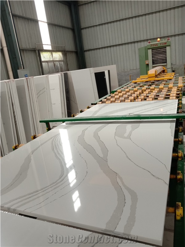 Calacatta White Quartz Countertop For Kitchen, Bar Top