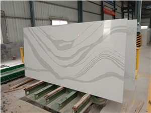 Calacatta White Quartz Countertop For Kitchen, Bar Top