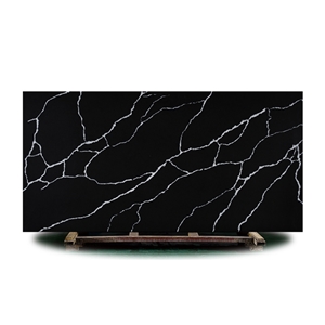 China Supplier 3200X1600mm Black Quartz Big Slabs，Tiles