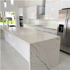 Dapper Snowy White Artificial Quartz For Countertops