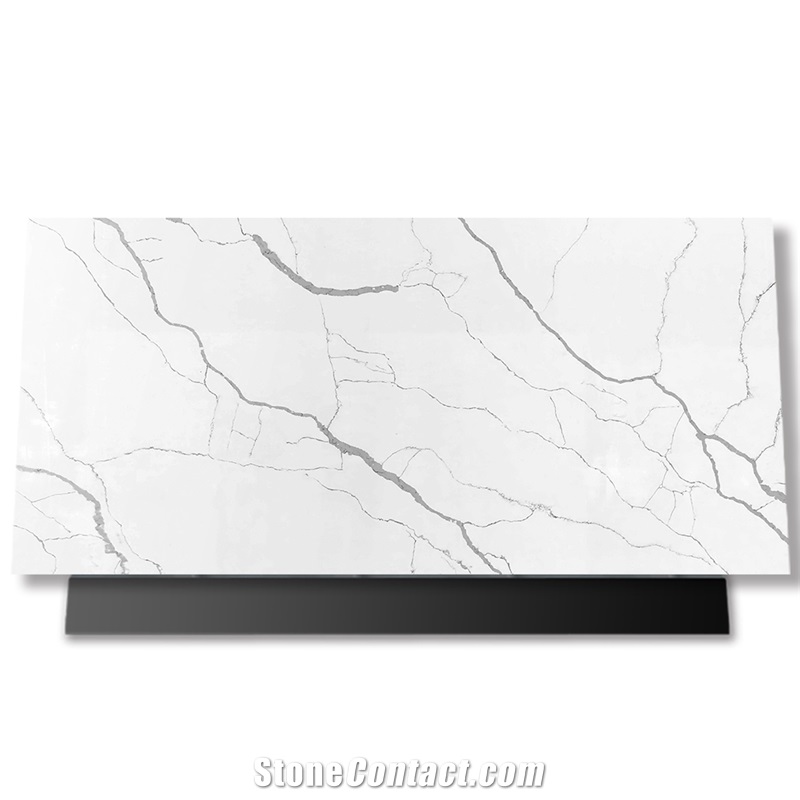 Dapper Snowy White Artificial Quartz For Countertops
