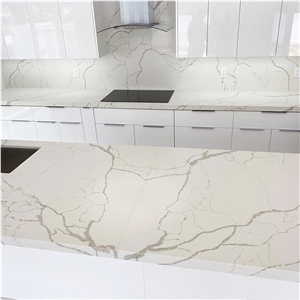Dapper Snowy White Artificial Quartz For Countertops