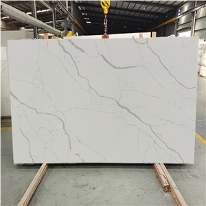 Dapper Snowy White Artificial Quartz For Countertops