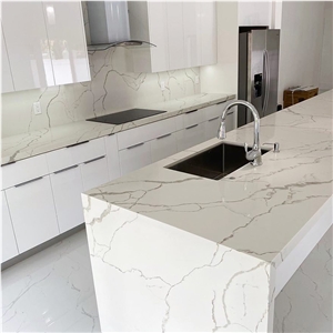 Dapper Snowy White Artificial Quartz For Countertops