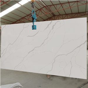 Dapper Snowy White Artificial Quartz For Countertops