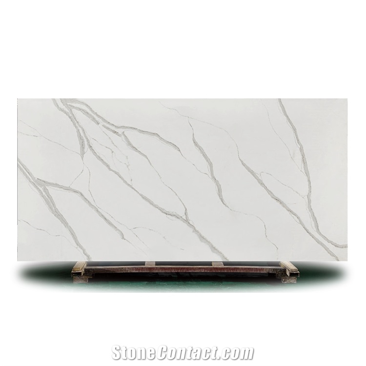 Fashion Design Style Calacatta White Quartz Jumbo Slabs,Tile
