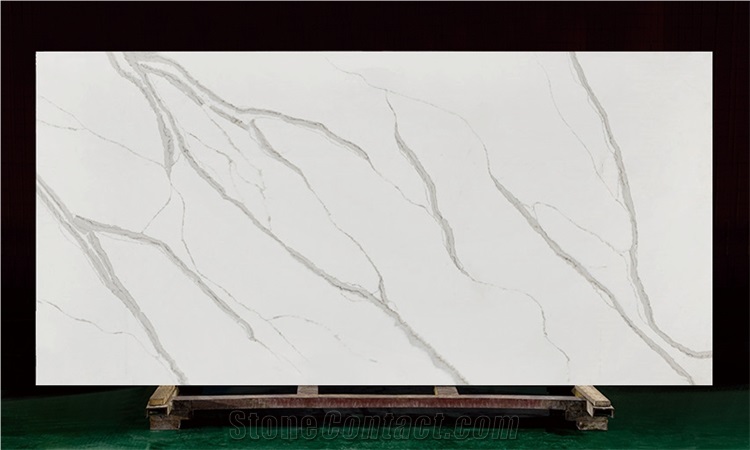Fashion Design Style Calacatta White Quartz Jumbo Slabs,Tile