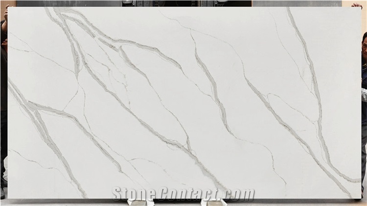 Fashion Design Style Calacatta White Quartz Jumbo Slabs,Tile