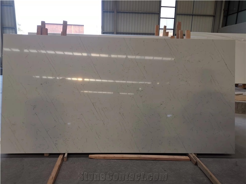 High Quality Bianca Veno Quartz Slab With Grey Veins
