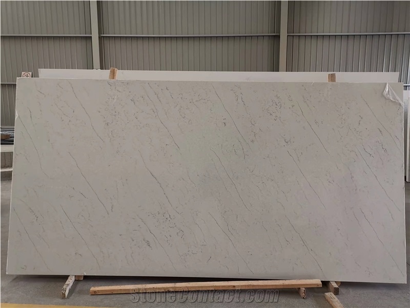 High Quality Bianca Veno Quartz Slab With Grey Veins