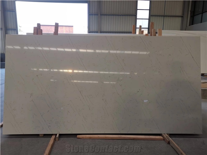 High Quality Bianca Veno Quartz Slab With Grey Veins