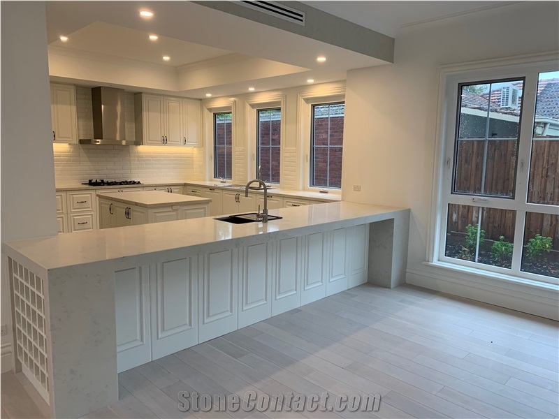 Hot Sale Bianco Carrara Quartz Slab For Kitchen