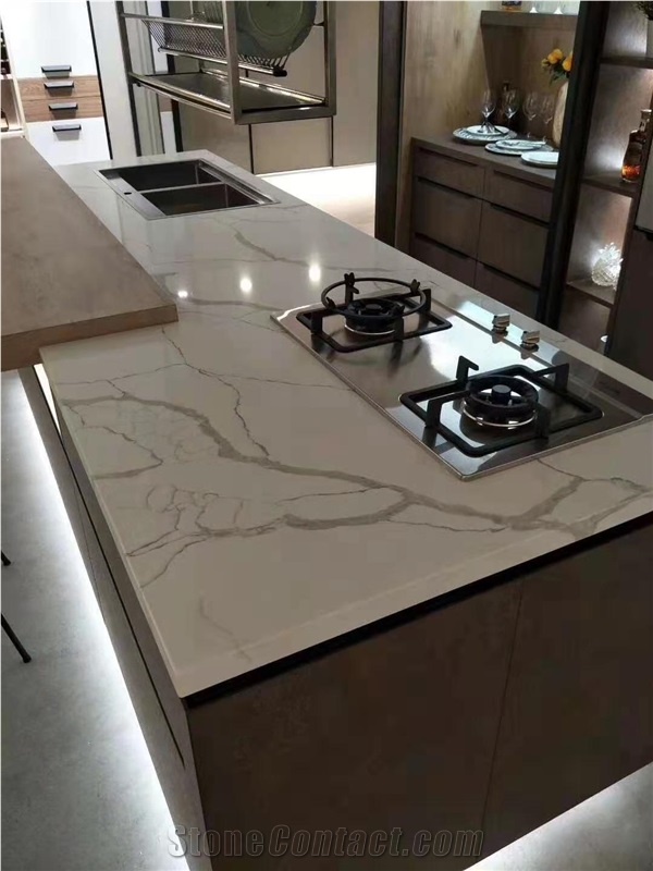 Laza White Artificial Slab Stone Grey Veins For Bathroom