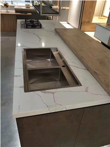 Laza White Artificial Slab Stone Grey Veins For Bathroom