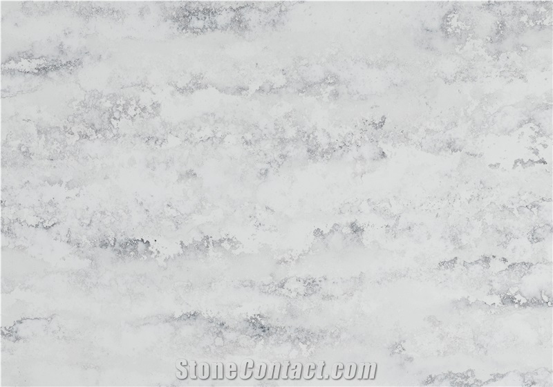 Polished Quartz Slab Beige White Vein Artificial Stone