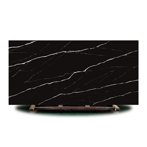 Solid Surface Slab Calacatta Black Artificial Quartz Slab