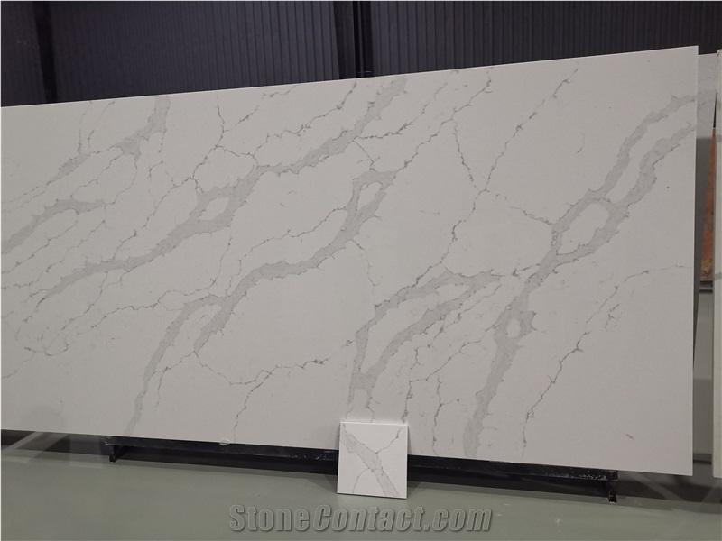 White Scotch Quartz Kitchen Island Countertops