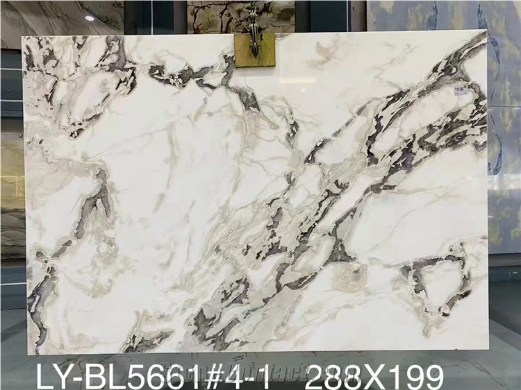 Gray White Color Natural Marble Stone Slab For Background