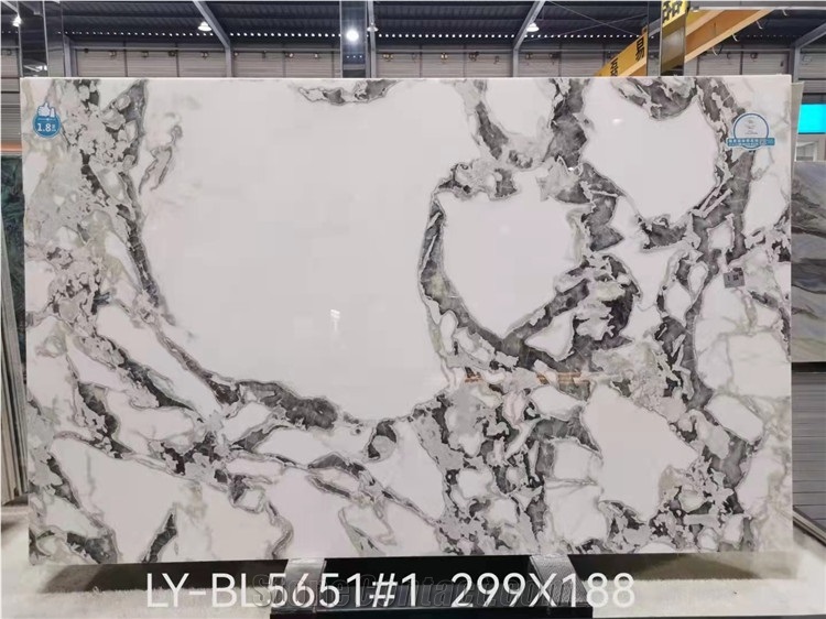 Gray White Color Natural Marble Stone Slab For Background