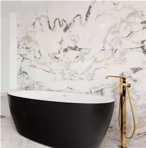 Gray White Color Natural Marble Stone Slab For Background