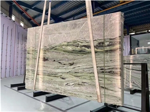 Luxury Natural Stone Green Cold Ice Jade Marble Slab