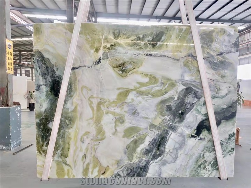 Natural Stone Green Color Marble Stone Slab For Wall Tile