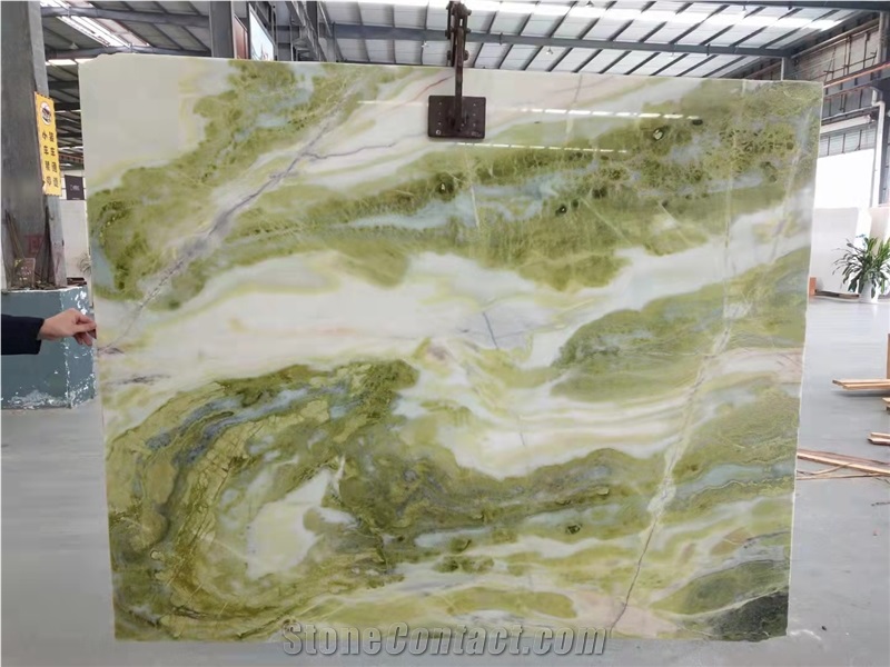Natural Stone Green Color Marble Stone Slab For Wall Tile