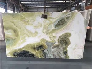 Natural Stone Green Color Marble Stone Slab For Wall Tile