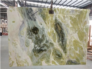 Natural Stone Green Color Marble Stone Slab For Wall Tile