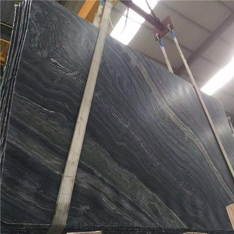Ornamental Natural Stone Polished Zebra Black Marble Slab