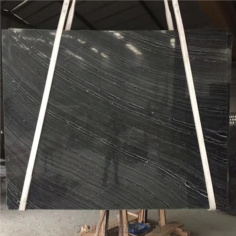 Ornamental Natural Stone Polished Zebra Black Marble Slab