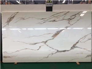 Calacatta Gold Marble Design Nano Glass Stone Slab