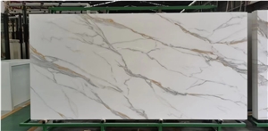 Calacatta Gold Marble Design Nano Glass Stone Slab