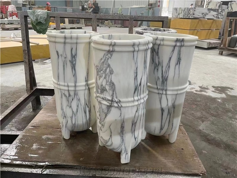 Arabescato White Color Marble Bathroom Wash Basin
