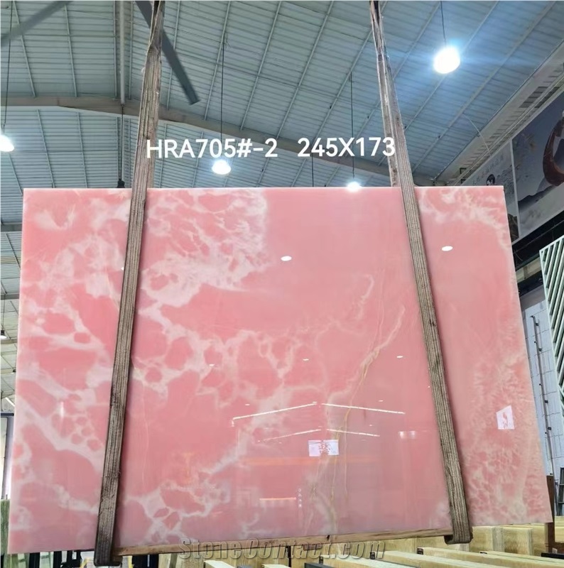 Backlit Stone Slab Pink Onyx Wall Tiles
