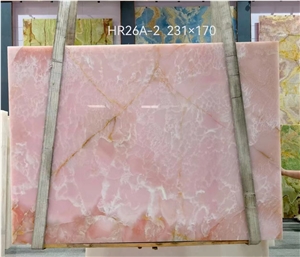 Backlit Stone Slab Pink Onyx Wall Tiles