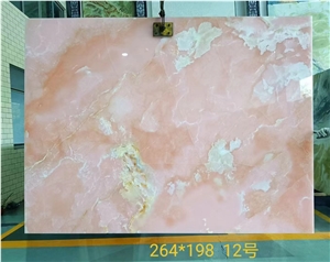 Backlit Stone Slab Pink Onyx Wall Tiles