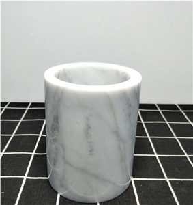 Bianco Carrara Marble Soap Dish Dispenser Toothbrush Holder