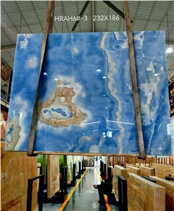 Blue Color Onyx Slab Backlit Stone