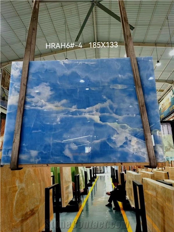 Blue Color Onyx Slab Backlit Stone