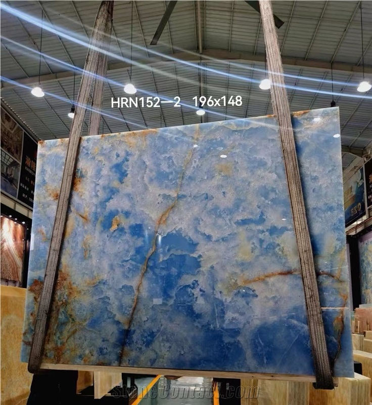 Blue Color Onyx Slab Backlit Stone