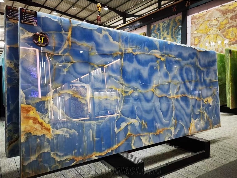 Blue Color Onyx Slab Backlit Stone