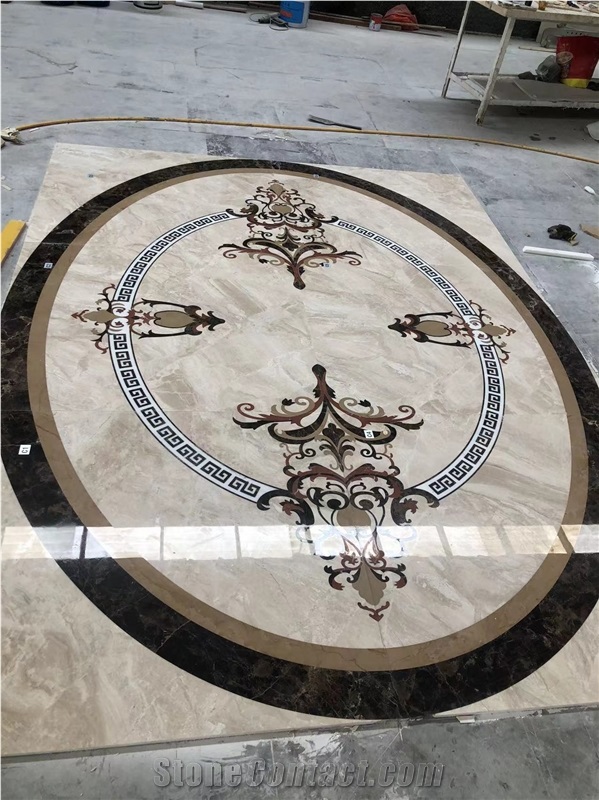 Marble Waterjet Cut Medallion Round Pattern