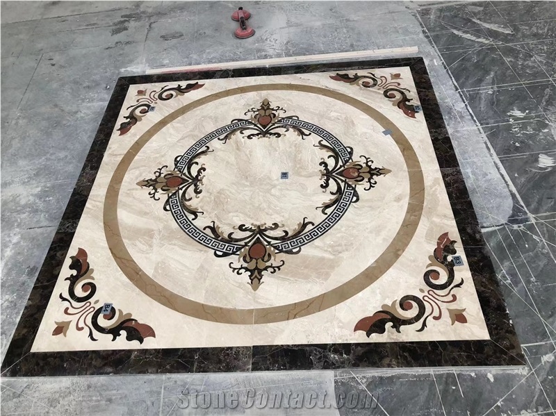 Marble Waterjet Cut Medallion Round Pattern