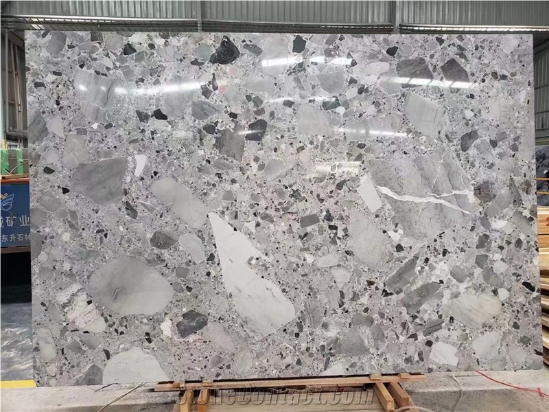 Panda Grey Marble Terrazzo Flooring