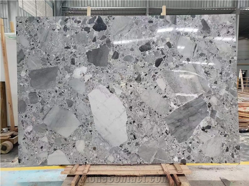 Panda Grey Marble Terrazzo Flooring