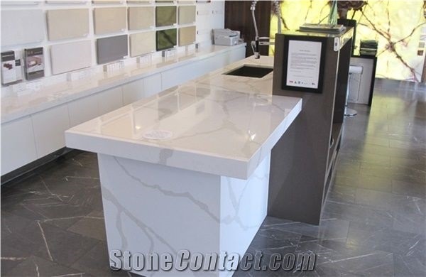 A Quality Calacatta White Marble Look Quartz Stone