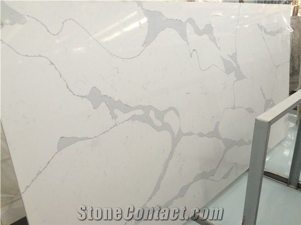 A Quality Calacatta White Marble Look Quartz Stone