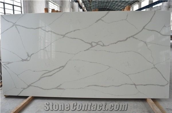 A Quality Calacatta White Marble Look Quartz Stone