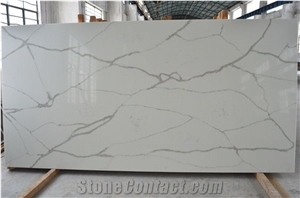 A Quality Calacatta White Marble Look Quartz Stone